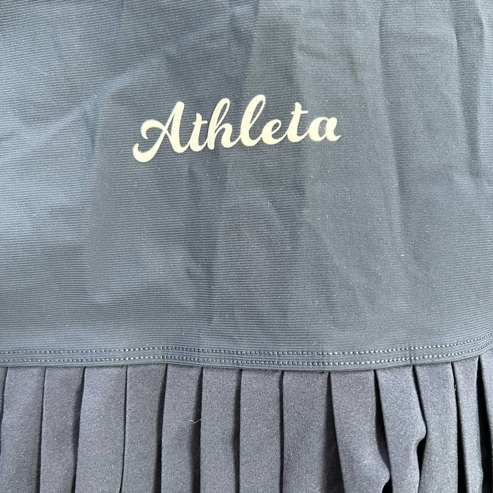 Athleta Match Point Pleated Sleeveless High Neck Tennis Dress in Navy Blue, XL - Picture 5 of 10